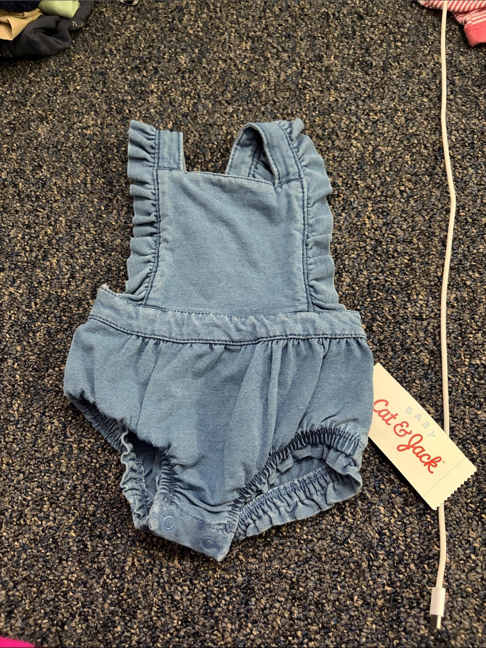 Cat & Jack Light Blue Chambray Ruffle Romper